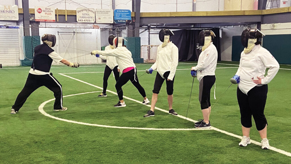 Participants do some fencing as part of the Municipality of District Lunenburg's adult multisport for women program. (Contributed)